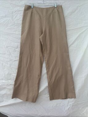 LUCA LUCA Beige 100% Silk Wude Leg Pants - Italian Made